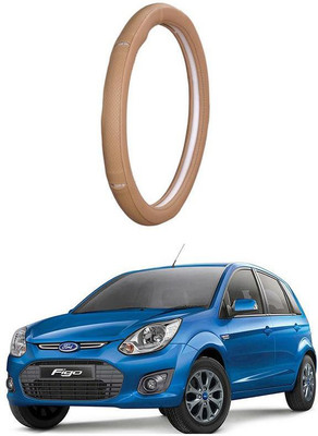 AUTO PEARL Steering Cover For Ford Figo(Gold Eye Beige, Leatherite)