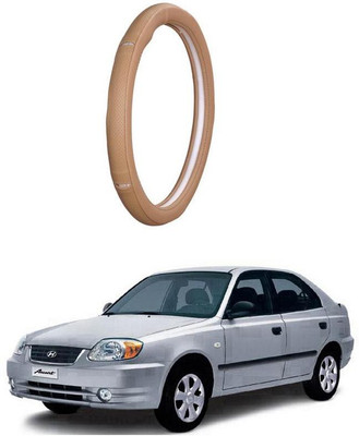 AUTO PEARL Steering Cover For Hyundai Accent(Gold Eye Beige, Leatherite)
