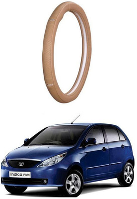 AUTO PEARL Steering Cover For Tata Indica Vista(Gold Eye Beige, Leatherite)