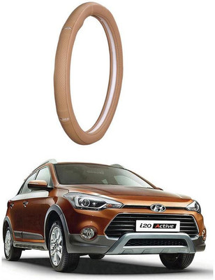 AUTO PEARL Steering Cover For Hyundai i20(Gold Eye Beige, Leatherite)