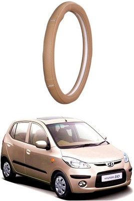 AUTO PEARL Steering Cover For Hyundai i10(Gold Eye Beige, Leatherite)
