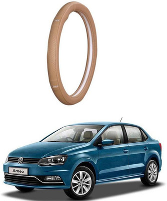 AUTO PEARL Steering Cover For Volkswagen NA(Gold Eye Beige, Leatherite)