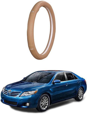 AUTO PEARL Steering Cover For Toyota Camry(Gold Eye Beige, Leatherite)