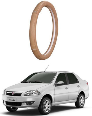 AUTO PEARL Steering Cover For Fiat Siena(Gold Eye Beige, Leatherite)