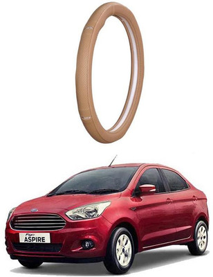 AUTO PEARL Steering Cover For Ford Aspire(Gold Eye Beige, Leatherite)