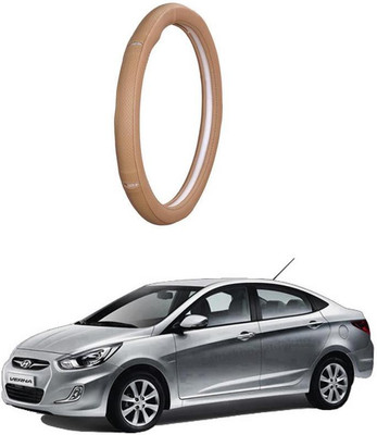 AUTO PEARL Steering Cover For Hyundai Verna(Gold Eye Beige, Leatherite)