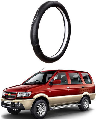 AUTO PEARL Steering Cover For Chevrolet Tavera(Black, Leatherite)