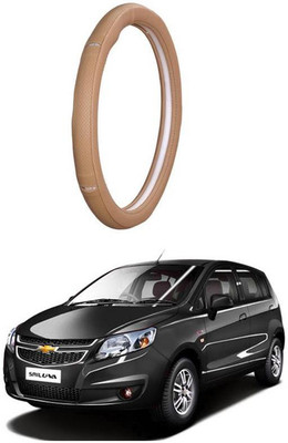 AUTO PEARL Steering Cover For Chevrolet UVA(Gold Eye Beige, Leatherite)