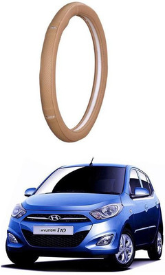AUTO PEARL Steering Cover For Hyundai i10(Gold Eye Beige, Leatherite)