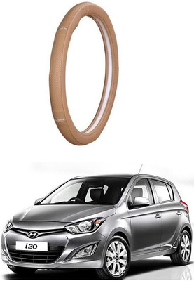 AUTO PEARL Steering Cover For Hyundai i20(Gold Eye Beige, Leatherite)