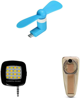 

MINIFOX MINI USB FAN, SELFIE FLASH LIGHT, GRIP YOUR PHONE Combo Set