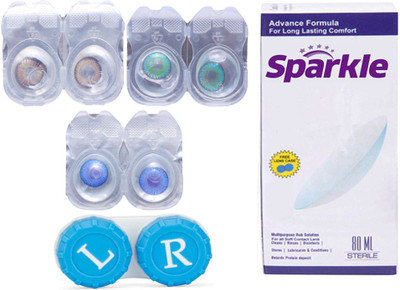 

Sparkle 3 Pair Zero Power ( Hazel Aquablue Darkblue ) Monthly(Zero Power, Colored Contact Lenses, Pack of 3)