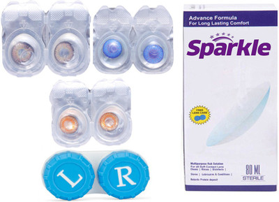 

Sparkle 3 Pair Zero Power ( Darkblue Hazel Honey ) Monthly(Zero Power, Colored Contact Lenses, Pack of 3)
