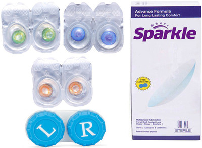 

Sparkle 3 Pair Zero Power ( Darkblue Green Honey ) Monthly(Zero Power, Colored Contact Lenses, Pack of 3)