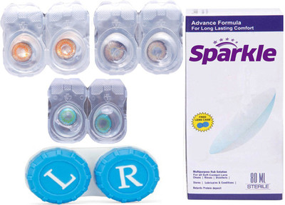 

Sparkle 3 Pair Zero Power ( Honey Hazel Aqua ) Monthly(Zero Power, Colored Contact Lenses, Pack of 3)