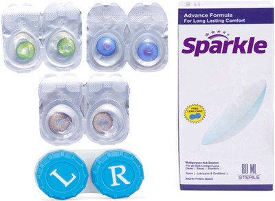 

Sparkle 3 Pair Zero Power ( Darkblue Green Hazel ) Monthly(Zero Power, Colored Contact Lenses, Pack of 3)