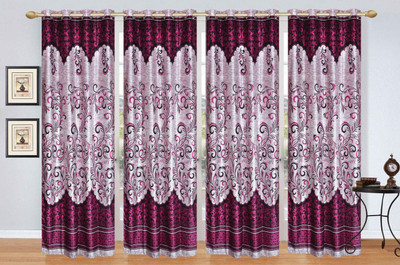 

Ville Style 214 cm (7 ft) Polyester Door Curtain (Pack Of 4)(Floral, Wine)