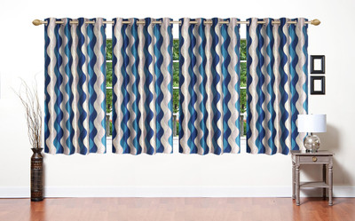 

Stella Creations 154 cm (5 ft) Polyester Window Curtain (Pack Of 4)(Printed, Blue)