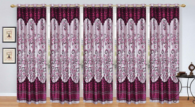 

Ville Style 275 cm (9 ft) Polyester Long Door Curtain (Pack Of 5)(Floral, Wine)