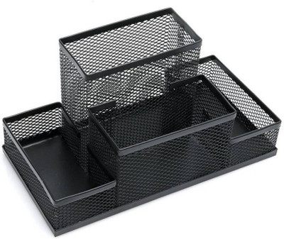 

Dragon 4 Compartments Metal Mesh Desk Organizer(Black)