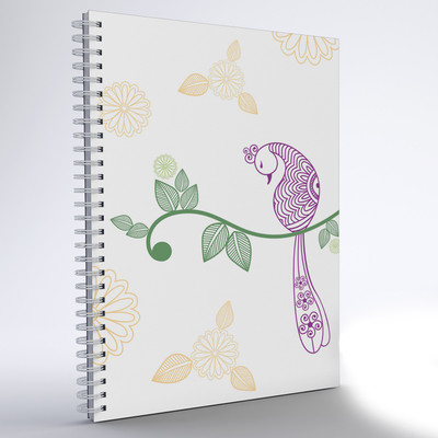 

inkFlap A5 Notebook(Wiro Notebook - Peacock on Branch, White)