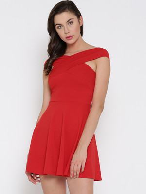 VENI VIDI VICI Women Skater Red Mini/Short Dress
