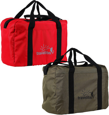 

Travelite (Expandable) Polyster Military Green & Red Duffle Bag Combo Pack Of 2 (35 L) Travel Duffel Bag(Red)