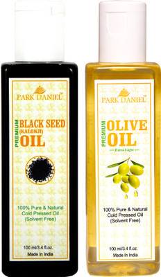 

Park Daniel Premium Olive oil and Black seed oil(Kalonji) combo pack of 2 bottles of 100 ml(200 ml)(200 ml)
