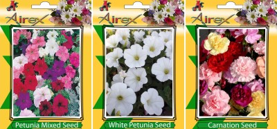 Airex Petunia Mixed, Carnation and White Petunia Flower Seeds (Pack Of 20 Seeds * 3 Per Packet) Seed(20 per packet)