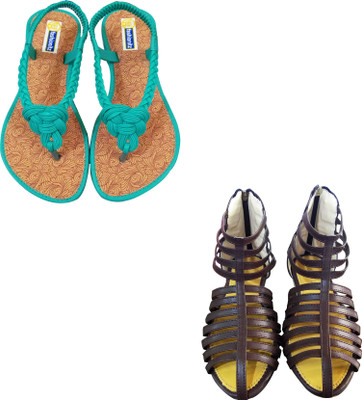 

Fashionitz Women Turquoise::Brown Casual