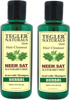 

Tegler Naturals Khadi Neem Sat Shampoo (SLS-Paraben Free) 100 ml Pack of 2(100 ml)