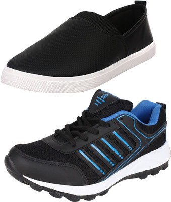 

Aero 02 Pair Combo Power Play & Canvas Sneakers For Men(Black, Blue, Black