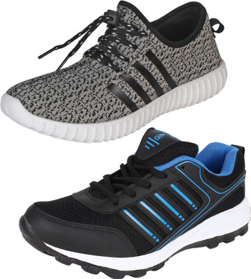 

Aero 02 Pair Combo Power Play & Canvas Sneakers For Men(Black, Blue, Grey, Black::blue::dgrey