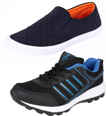 

Aero 02 Pair Combo Power Play & Canvas Sneakers For Men(Black, Blue, Blue, Orange, Black::blue::nblue::orange