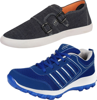 

Aero 02 Pair Combo Power Play & Canvas Sneakers For Men(Blue, Silver, Blue