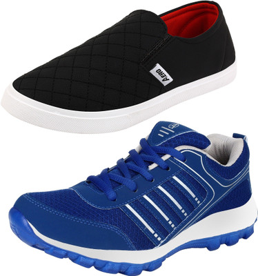 

Aero 02 Pair Combo Power Play & Canvas Sneakers For Men(Blue, Silver, Black, Red