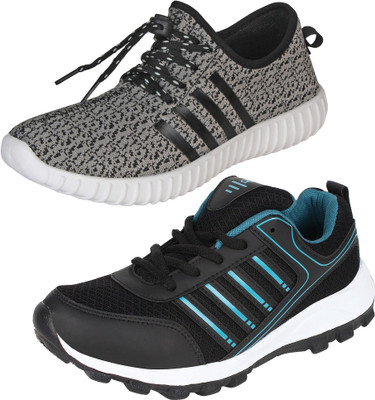 

Aero 02 Pair Combo Power Play & Canvas Running Shoes For Men(Multicolor, Black::cyan::dgrey