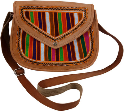 

India Meets India Boys & Girls Casual Brown Genuine Leather Sling Bag