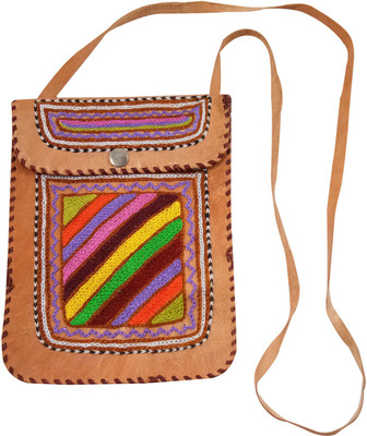 

India Meets India Boys & Girls Casual Brown Genuine Leather Sling Bag