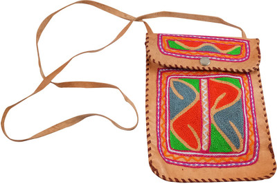 

India Meets India Boys & Girls Casual Brown Genuine Leather Sling Bag