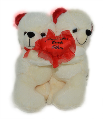 

ANGELS STORE Teddy Pair with Heart for Valentine Day Special - 25 cm(White)