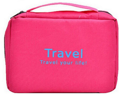 

Everbuy Travel Cosmetic Bag- Travel Your Life Toiletry Travel Zipper Hanging Bag, Travel Cosmetic Organizer Toiletry Bag with Hook for Men Women(Pink)