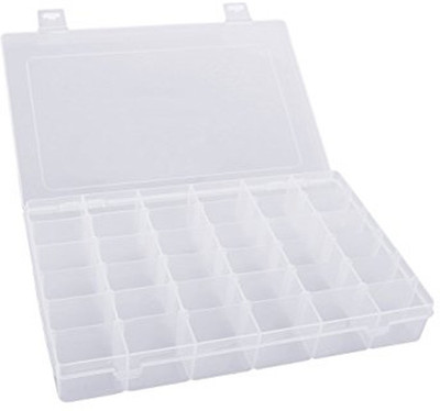 

Lifestyle-You Adjustable Multipurpose Plastic Storage Box (Pack of 2 Pcs) for Jewellery Medicine Pills Tools Etc. Multipurpose Storage Box Divided Into 36 Grid Cells for Convenience and Easy Taking Vanity Box(Clear)