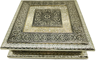 

SARANGWARE Wooden German Oxidised Golden Meenakari Design Dry Fruit Box, Mukhvas Box, Chocolate Box for Festivals, Gift Box Dry Fruit Box Vanity Box(Golden)