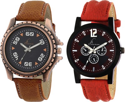 Jack Klein Stylish Black Round Dial Brown Strap Quartz Wrist Watch Watch  - For Men   Watches  (Jack Klein)