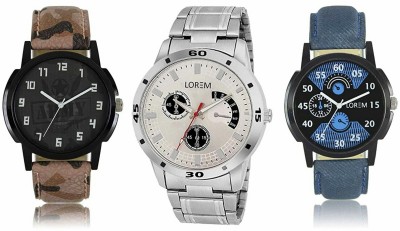 victance new lorem2-3-101 stylist multicolor dial and leather and stainless steel belt casual watch combo for boy's and men Watch  - For Men   Watches  (victance)