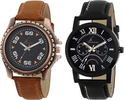 Jack Klein 2 Elegant Round Dial Brown Black Strap Quartz Analogue Wrist Watch Watch  - For Men   Watches  (Jack Klein)