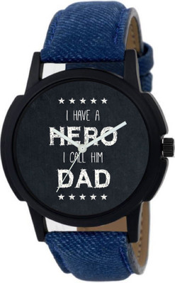 View SPINOZA blue leather belt watch i have a hero i call him dad watch for men women and couple Watch  - For Boys & Girls Wrist Watches Price Online(SPINOZA)