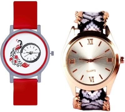 INDIUM NEW GOLD DIAL FABRIC BELT GIRL WATCH WITH NEW PEACOCK WATCH WITH LATEST COLLECTION FROM PLANETZONE Watch  - For Girls   Watches  (INDIUM)