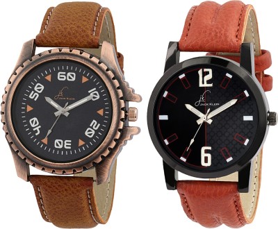 Jack Klein 2 Stylish Black Dial Brown Strap quartz Wrist Watch Watch  - For Men   Watches  (Jack Klein)